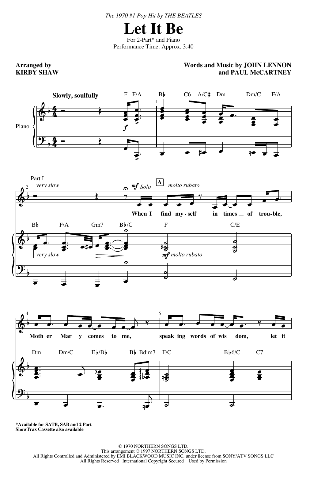 Download The Beatles Let It Be (arr. Kirby Shaw) Sheet Music