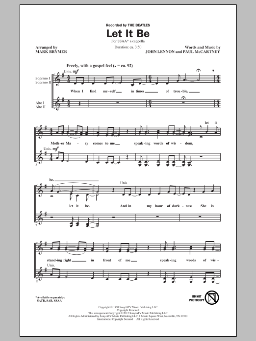 Download The Beatles Let It Be (arr. Mark Brymer) Sheet Music