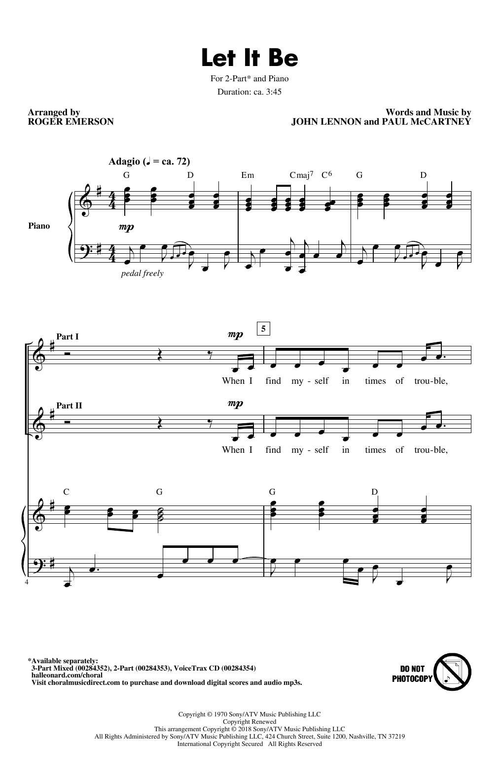 Download The Beatles Let It Be (arr. Roger Emerson) Sheet Music