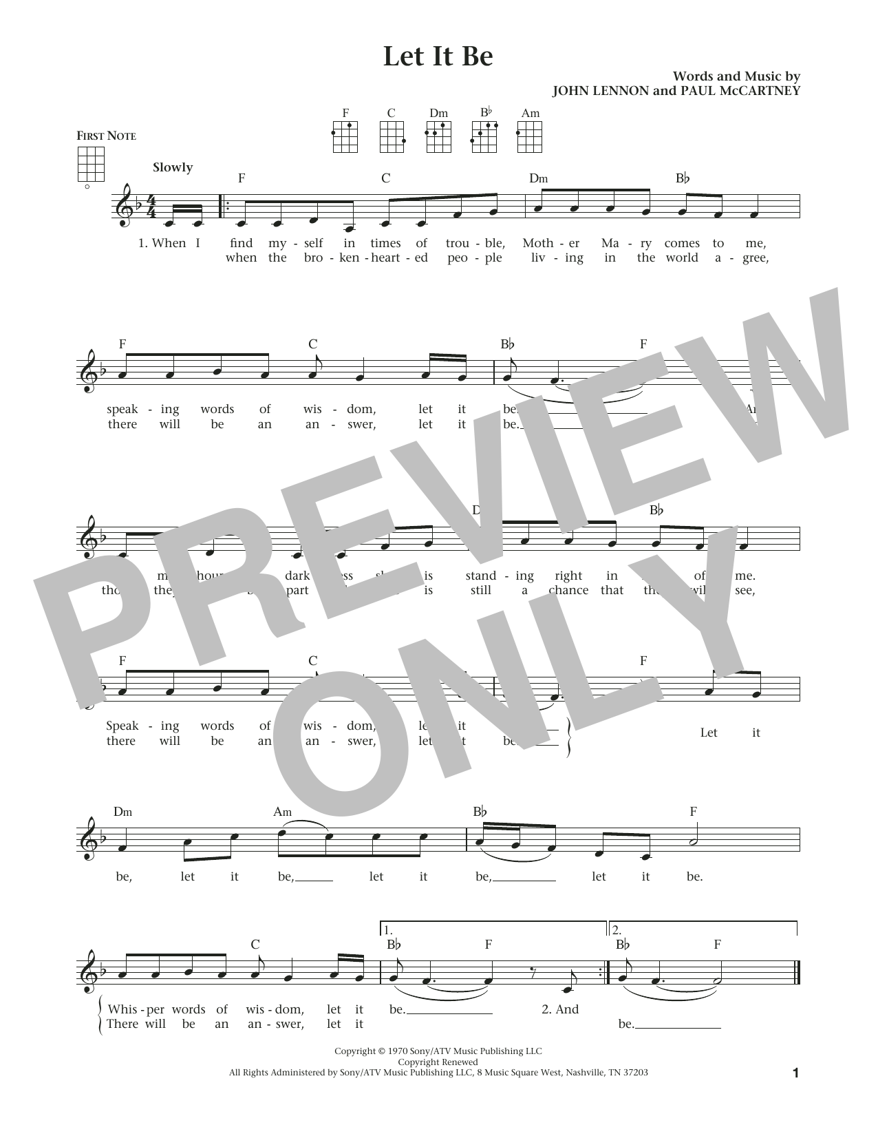 Download The Beatles Let It Be (from The Daily Ukulele) (arr Sheet Music