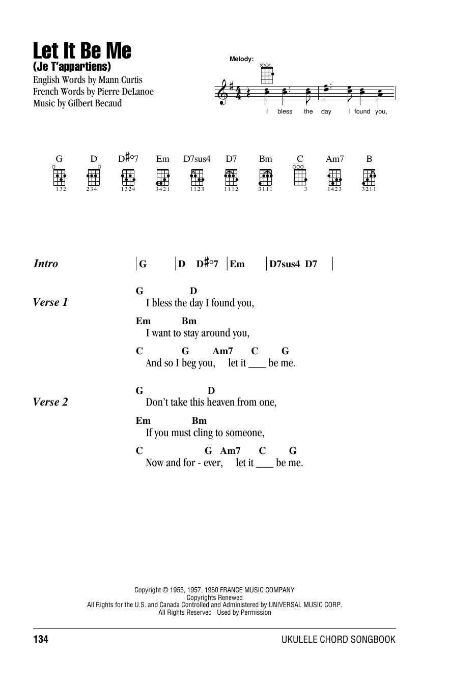 Download Everly Brothers Let It Be Me (Je T'appartiens) Sheet Music