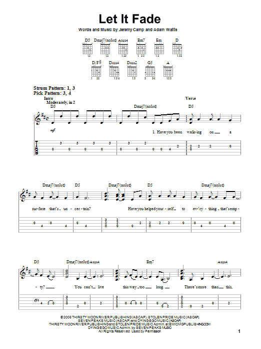 Download Jeremy Camp Let It Fade Sheet Music