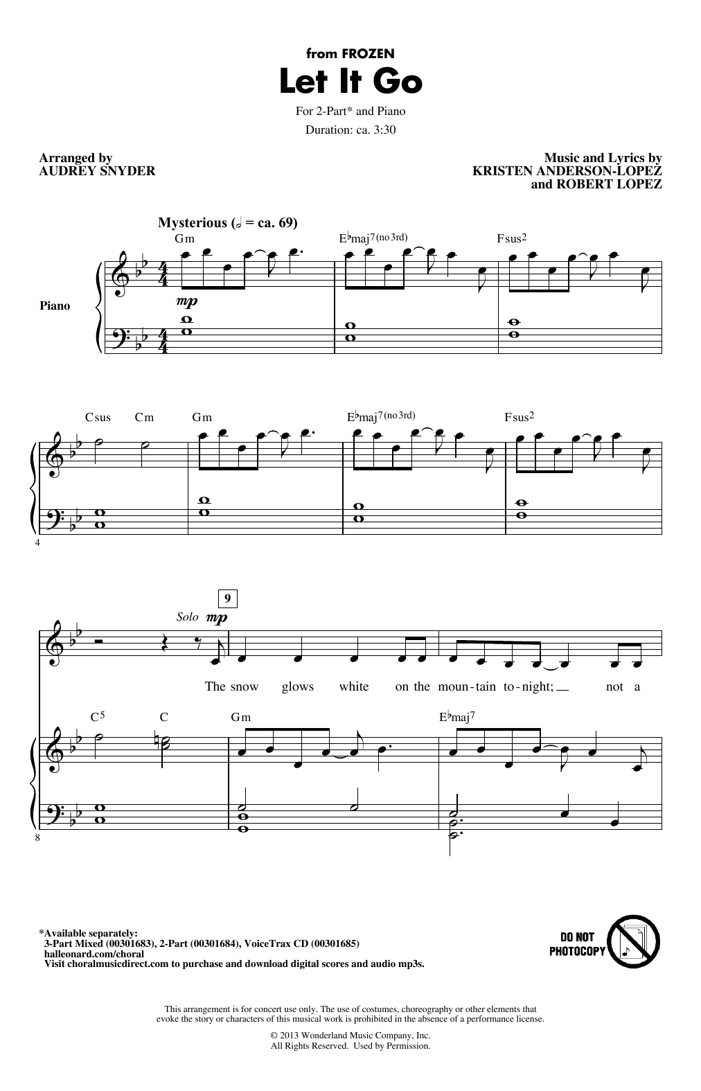 Download Idina Menzel Let It Go (from Frozen) (arr. Audrey Sn Sheet Music