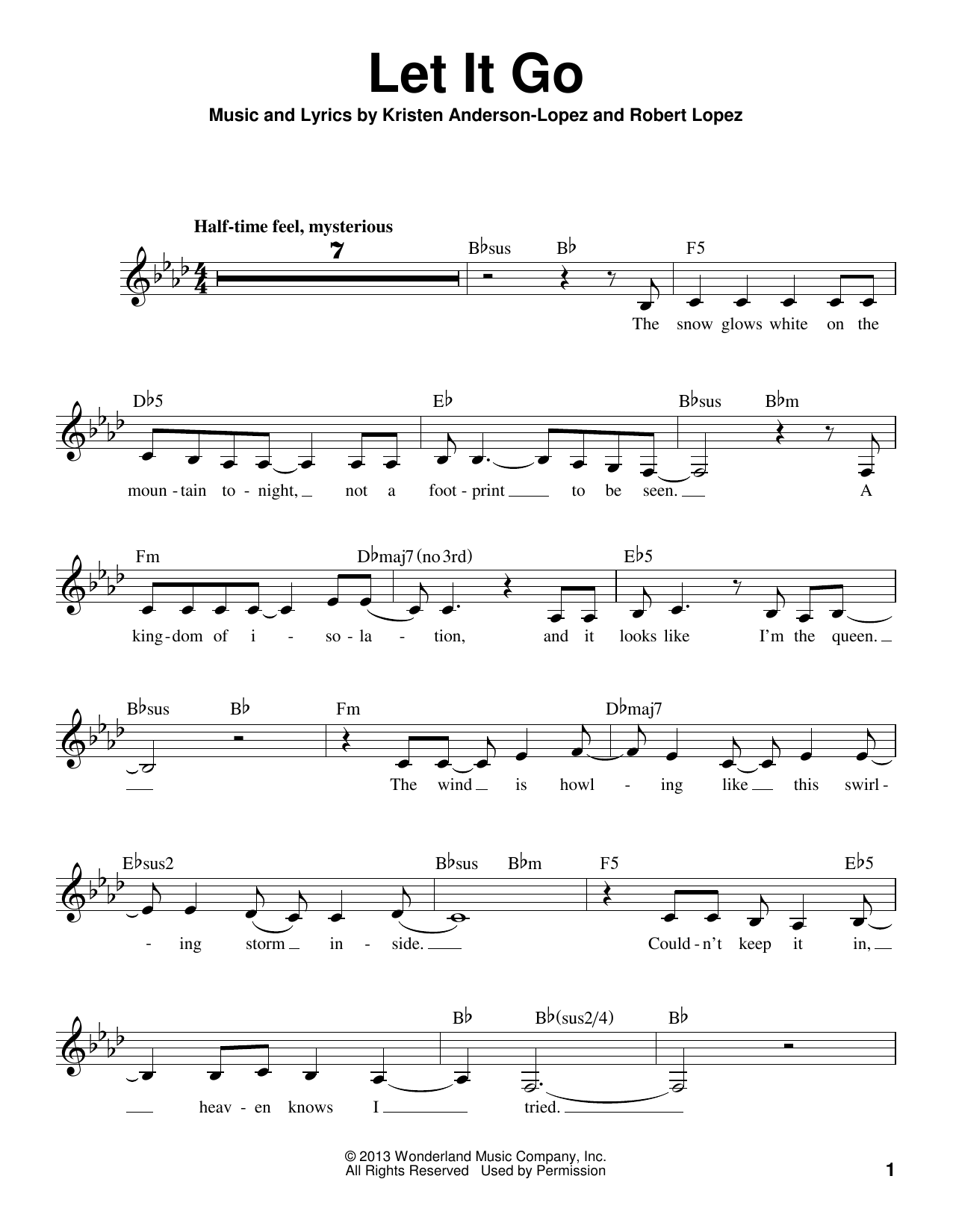 Download Idina Menzel Let It Go (from Frozen) - Cello Sheet Music