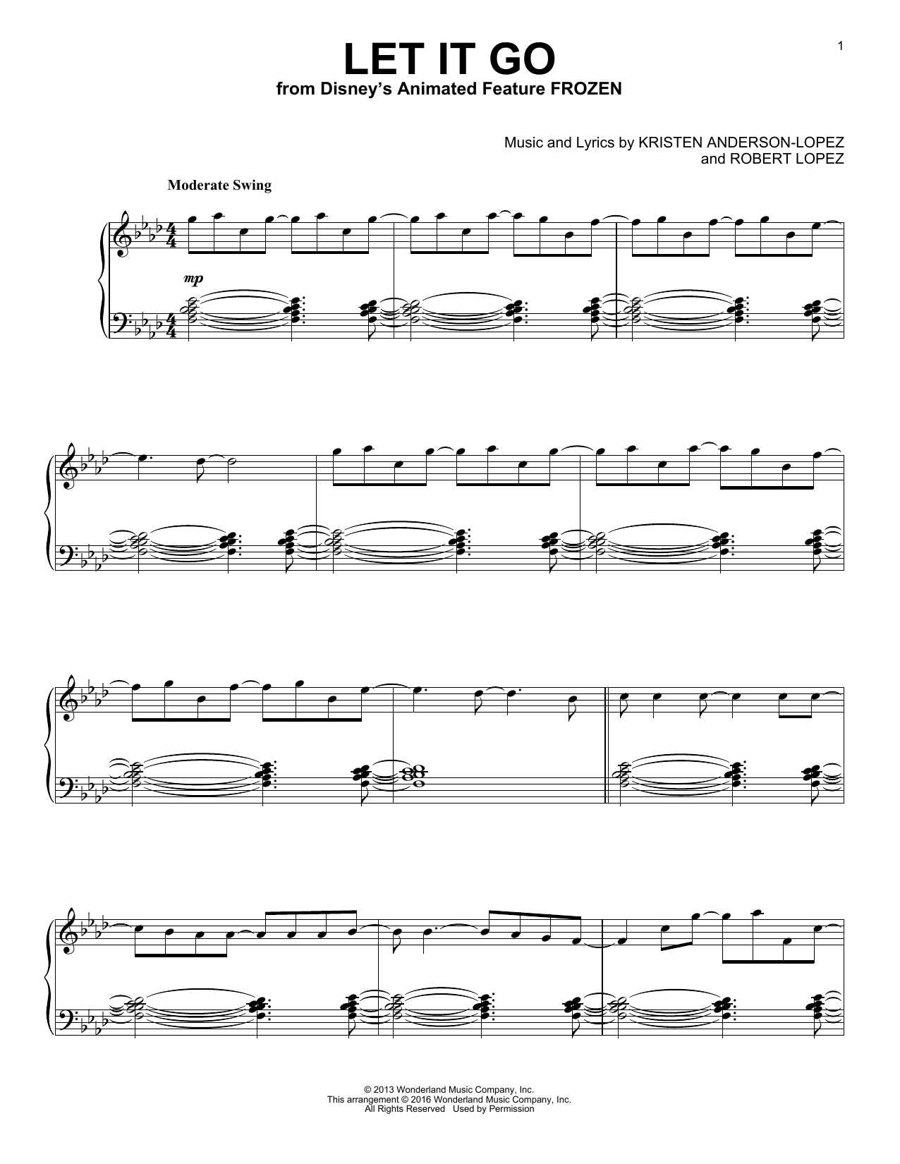 Download Idina Menzel Let It Go [Jazz version] (from Frozen) Sheet Music