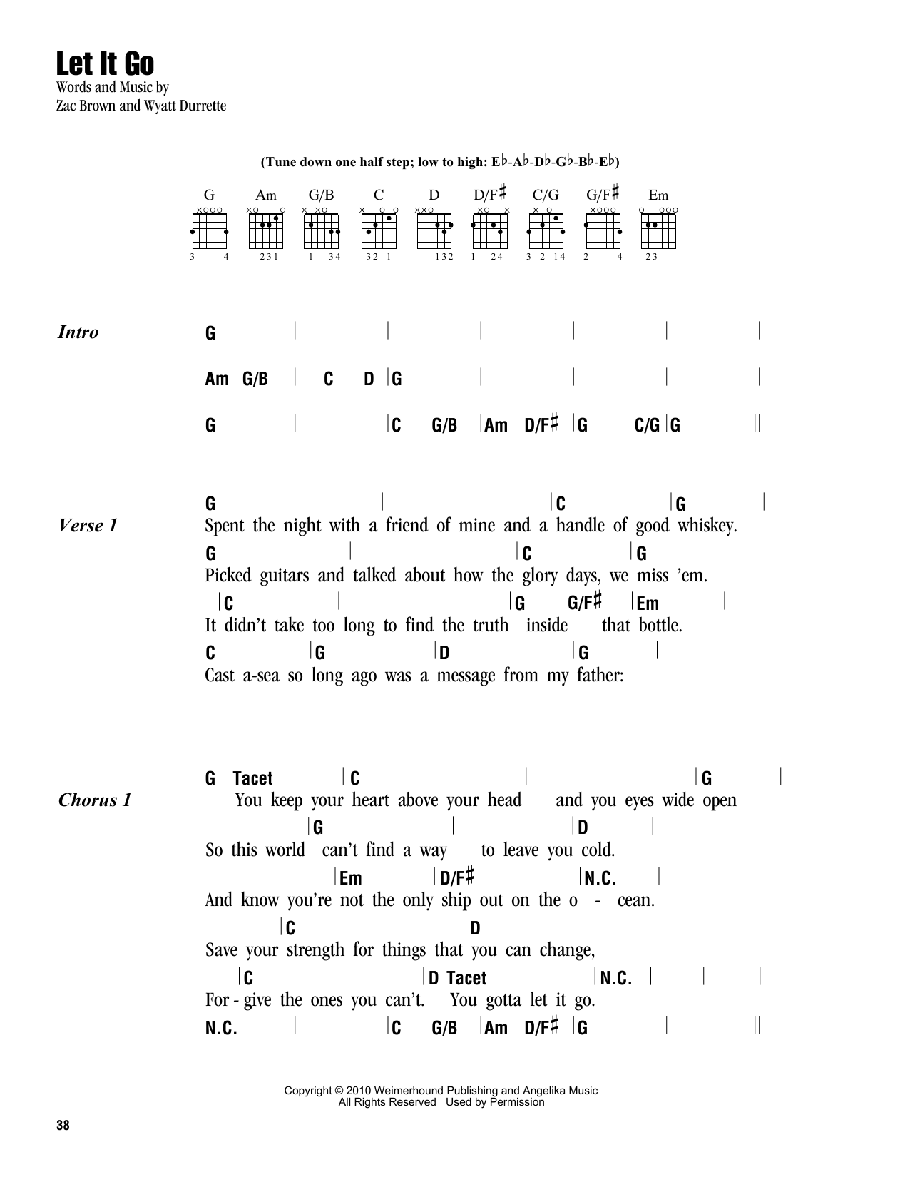 Download Zac Brown Band Let It Go Sheet Music