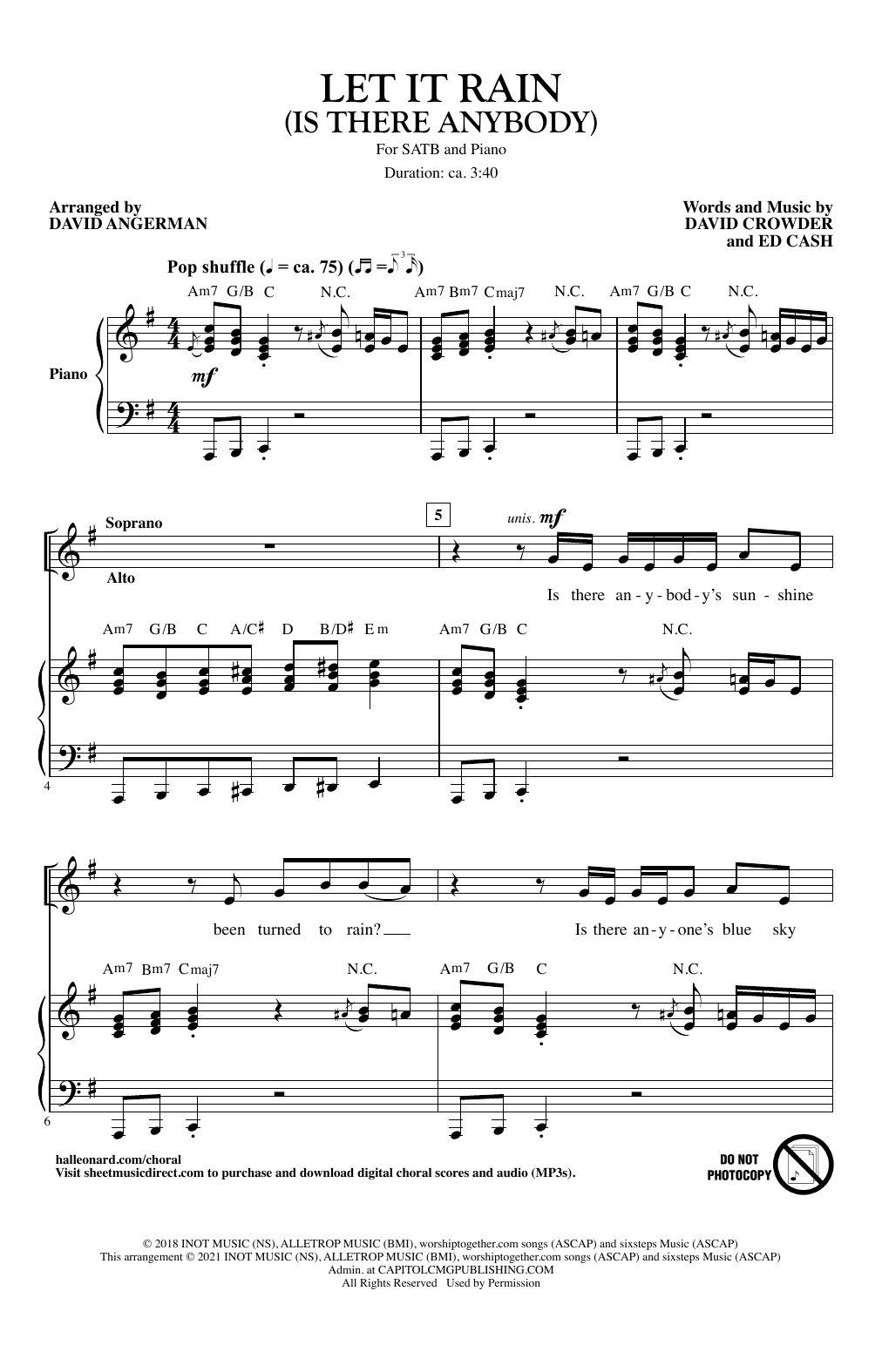 Download Crowder & Mandisa Let It Rain (Is There Anybody) (arr. Da Sheet Music