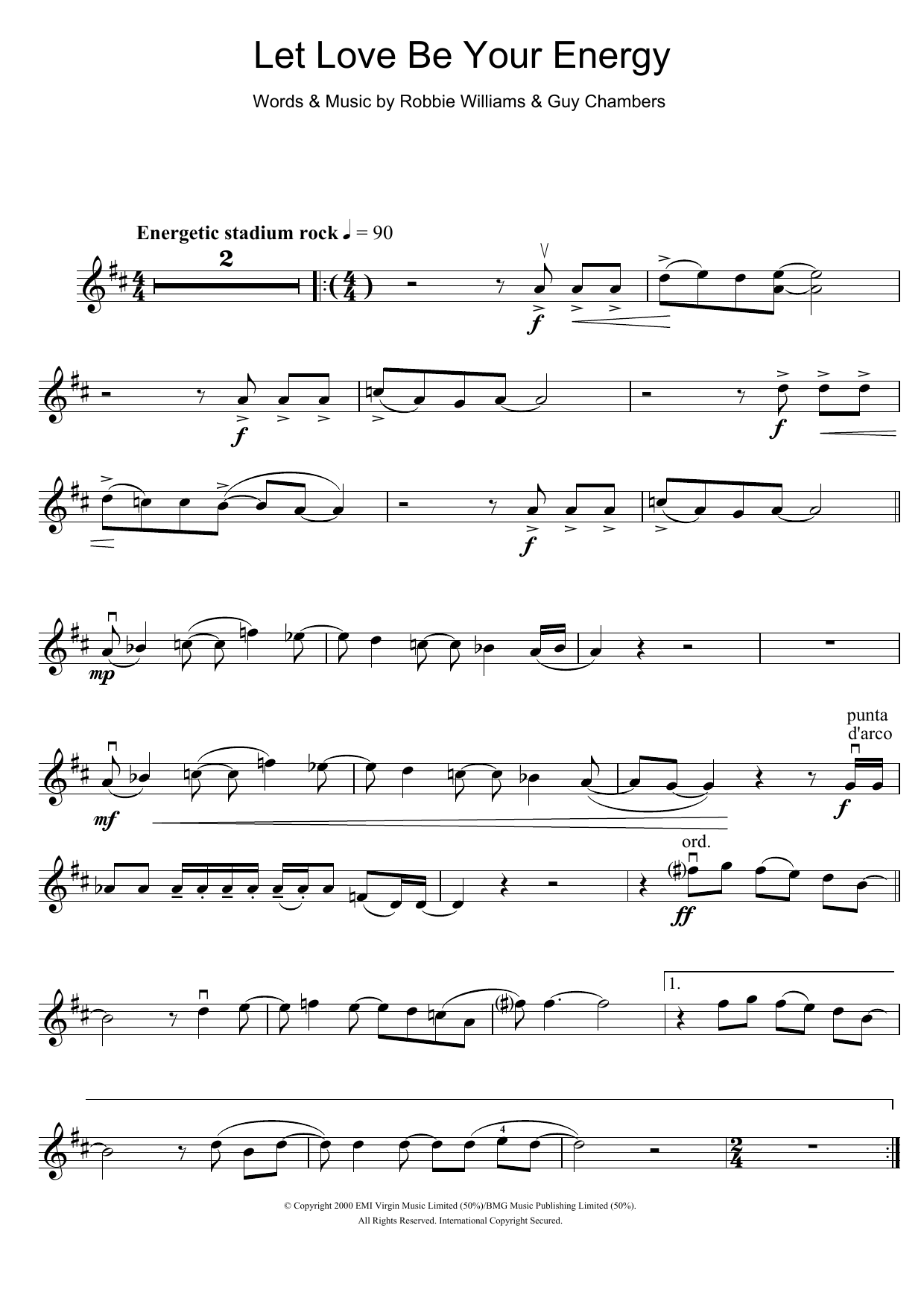 Download Robbie Williams Let Love Be Your Energy Sheet Music