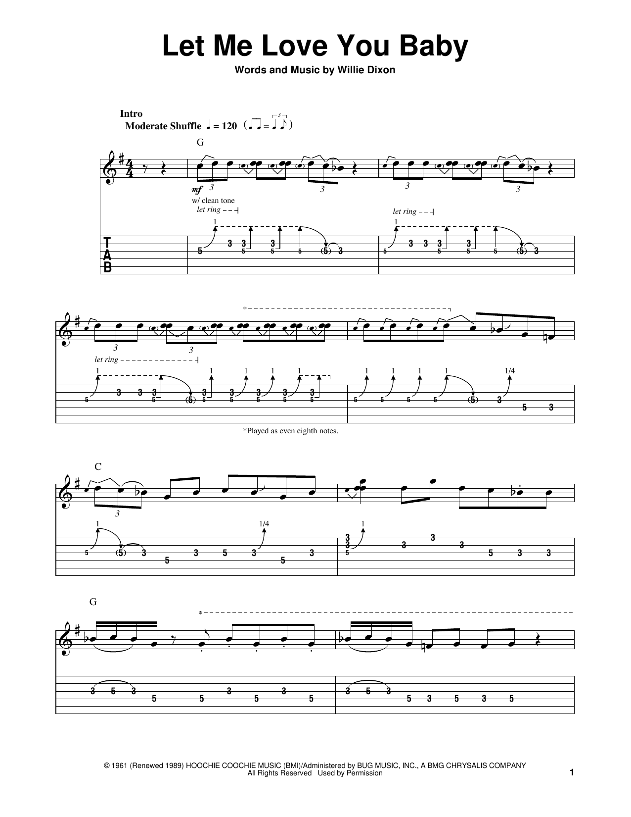 Download Stevie Ray Vaughan Let Me Love You Baby Sheet Music