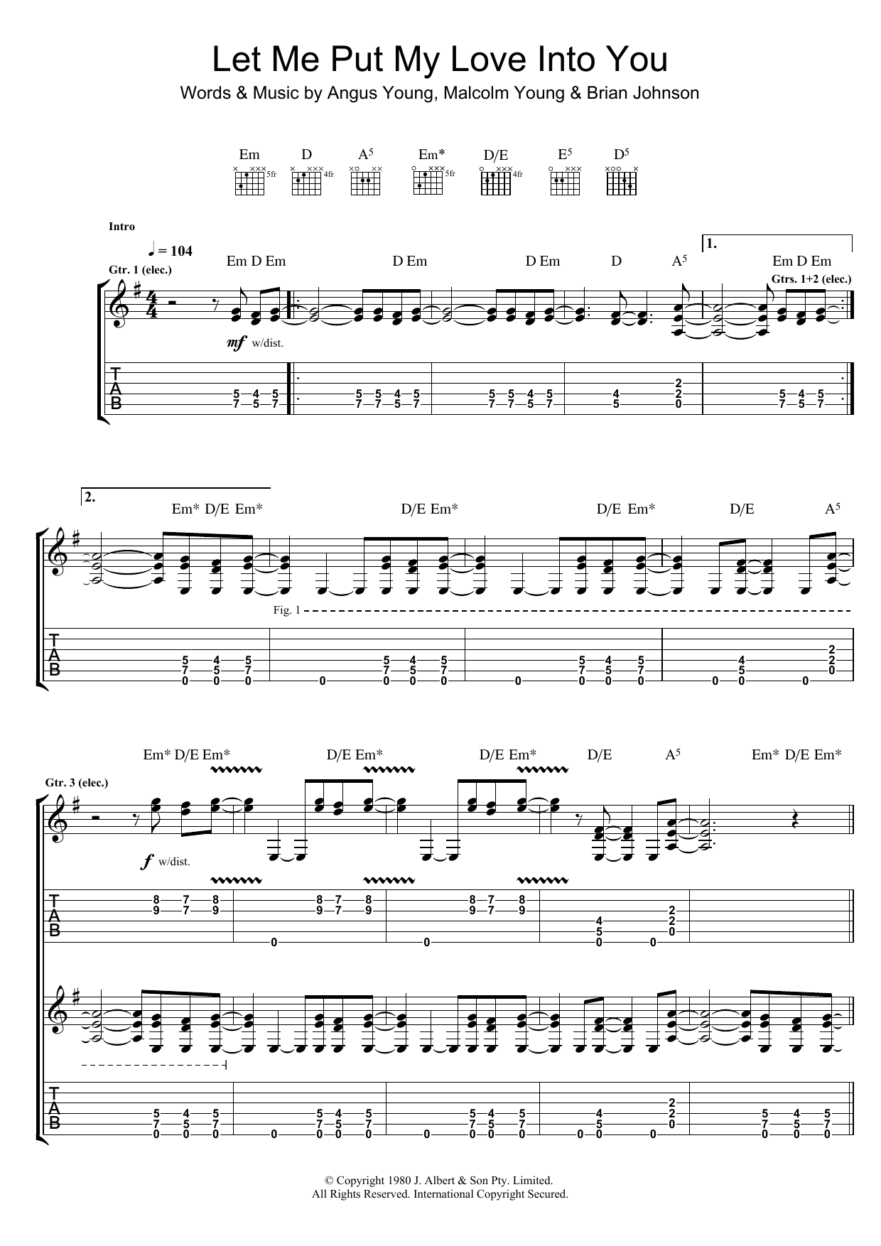 Download AC/DC Let Me Put My Love Into You Sheet Music