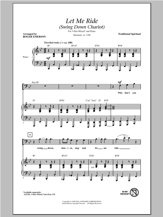 Download Traditional Spiritual Let Me Ride (Swing Down Chariot) (arr. Sheet Music
