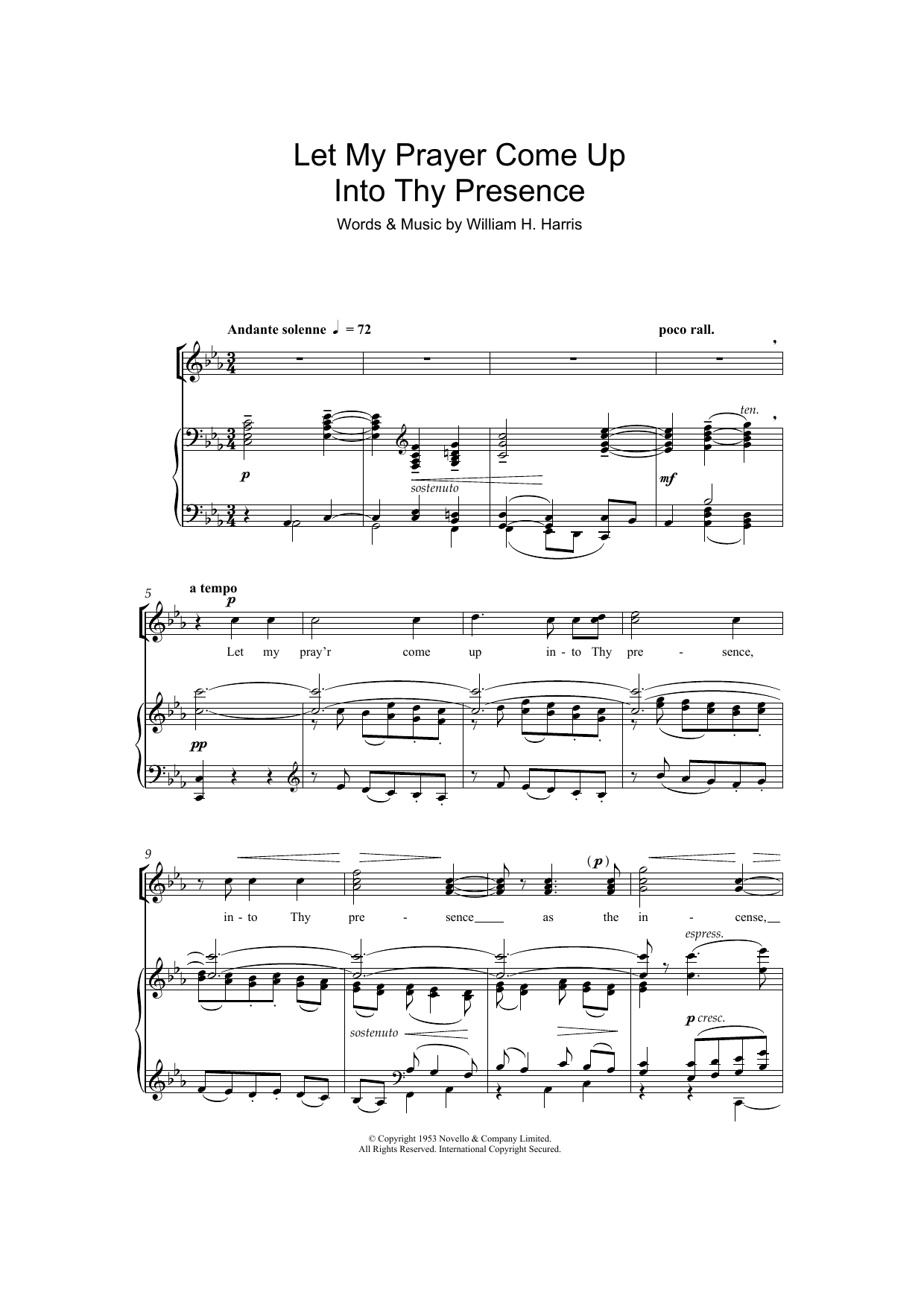 Download William H. Harris Let My Prayer Come Up Into Thy Presence Sheet Music