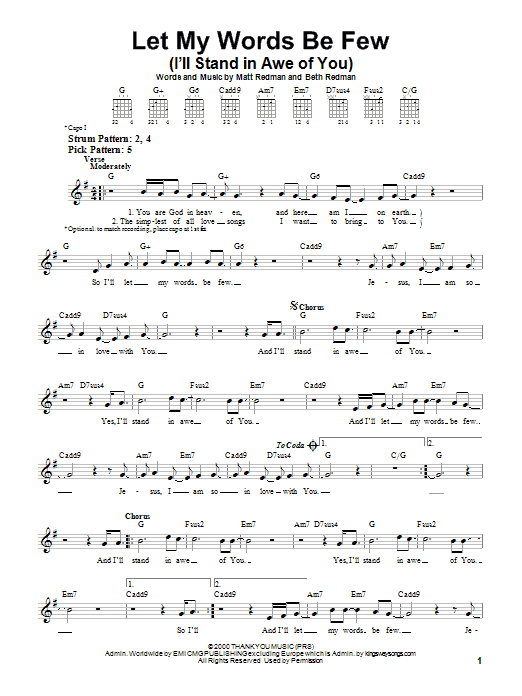 Download Matt Redman Let My Words Be Few (I'll Stand In Awe Sheet Music