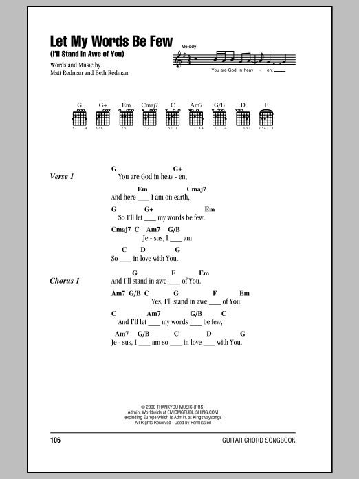 Download Matt Redman Let My Words Be Few (I'll Stand In Awe Sheet Music