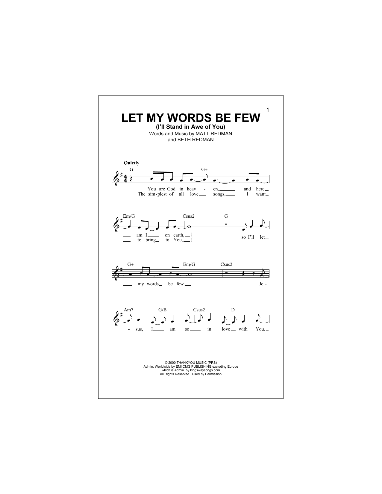 Download Rebecca St. James Let My Words Be Few (You Are God In Hea Sheet Music