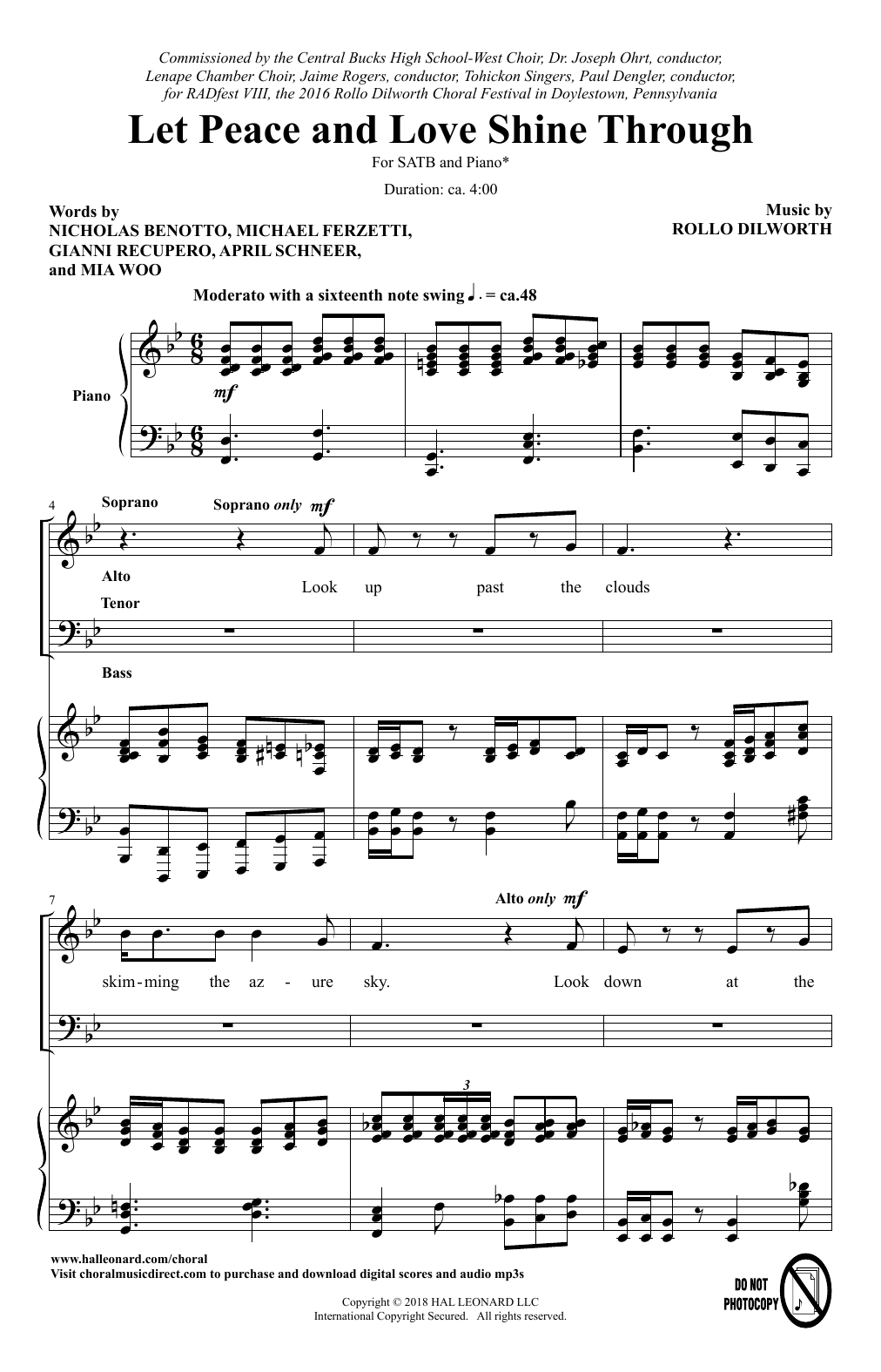 Download Rollo Dilworth Let Peace And Love Shine Through Sheet Music
