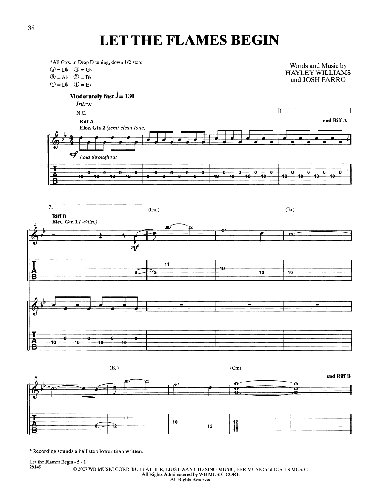 Download Paramore Let The Flames Begin Sheet Music