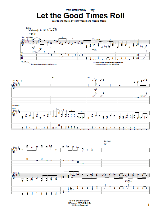 Download Brad Paisley Let The Good Times Roll Sheet Music