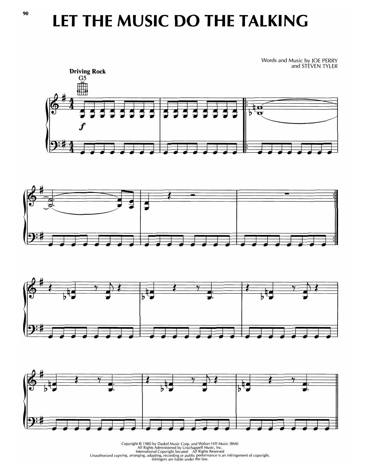 Download Aerosmith Let The Music Do The Talking Sheet Music