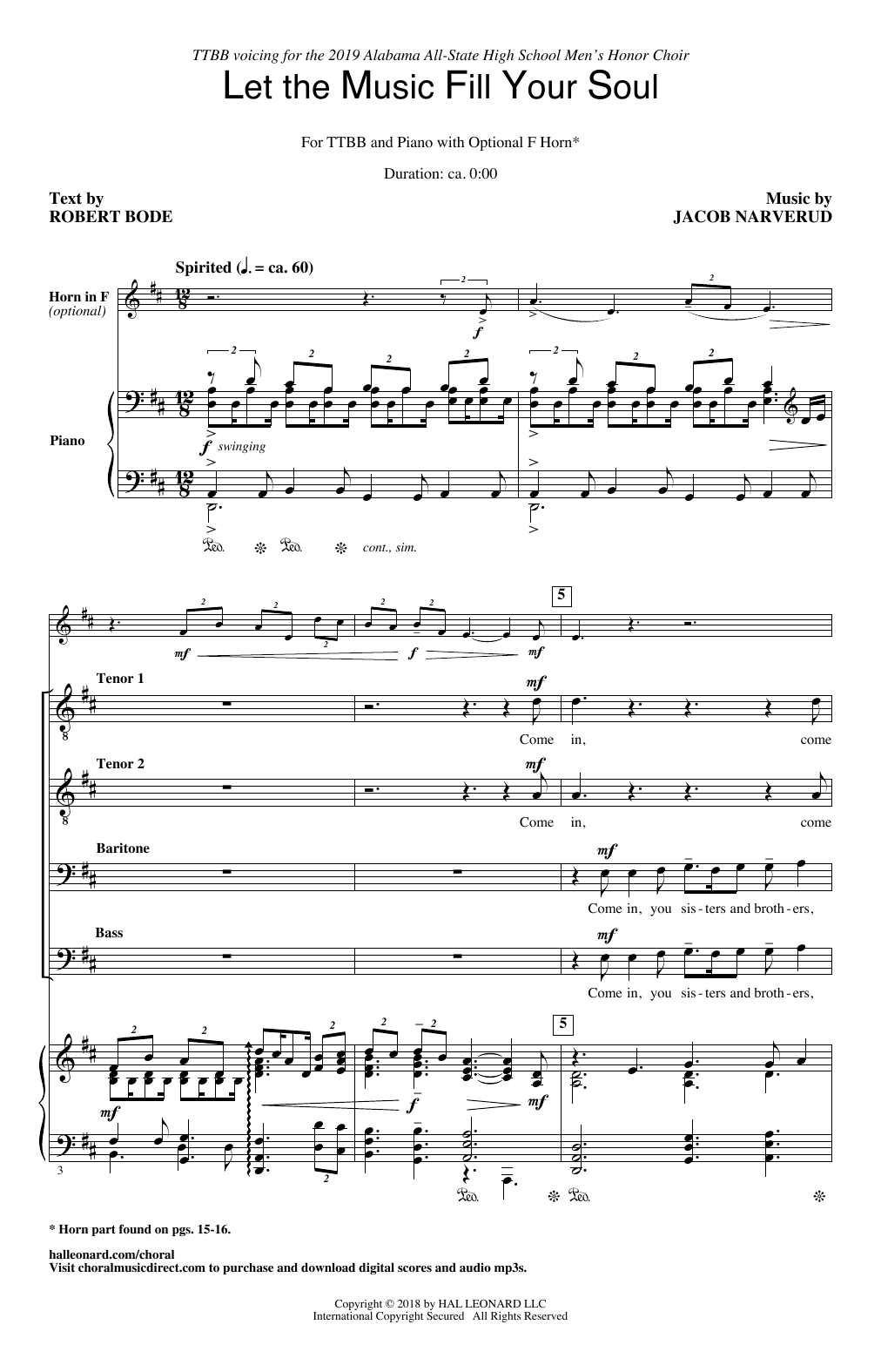 Download Jacob Narverud Let The Music Fill Your Soul Sheet Music