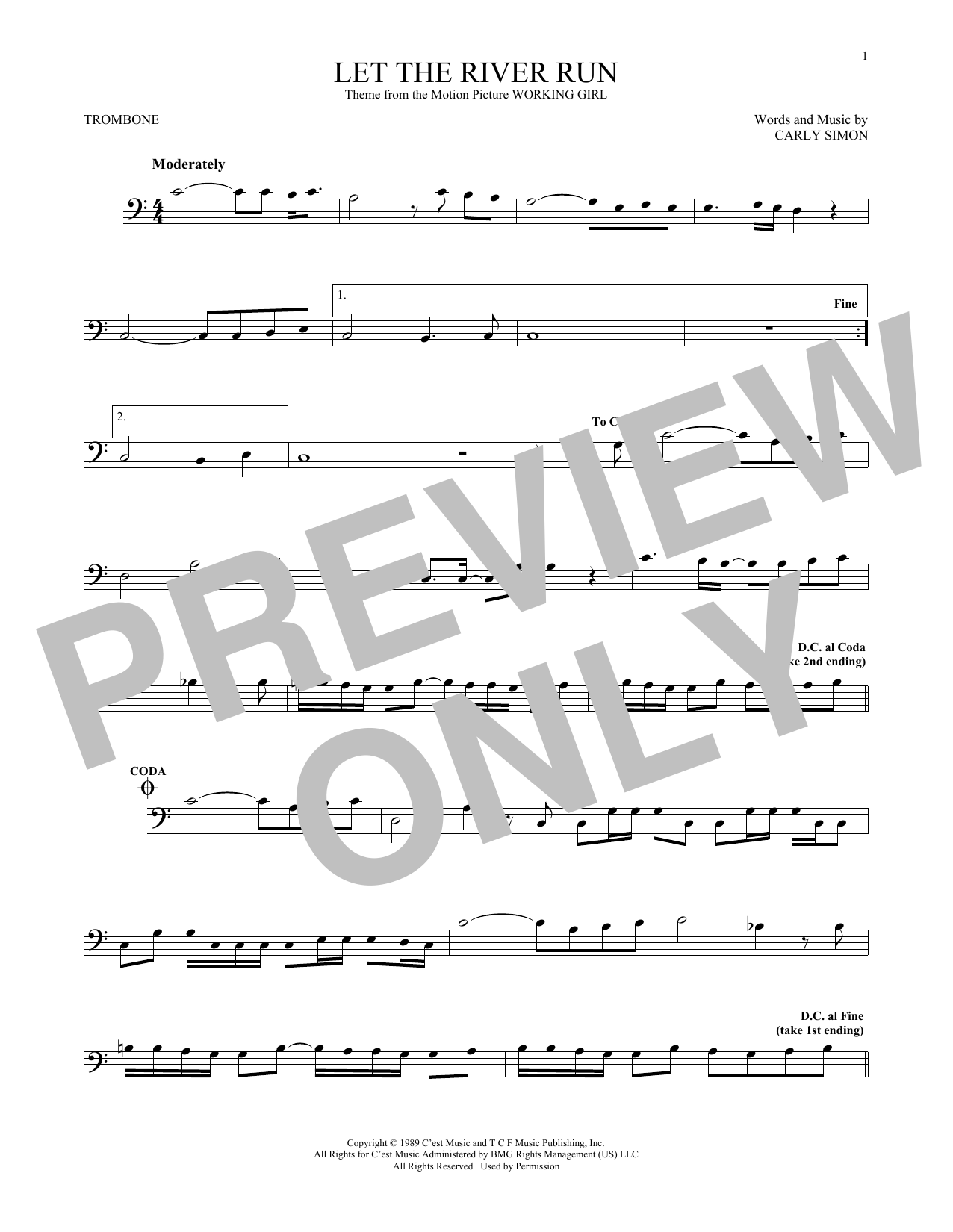 Download Carly Simon Let The River Run Sheet Music