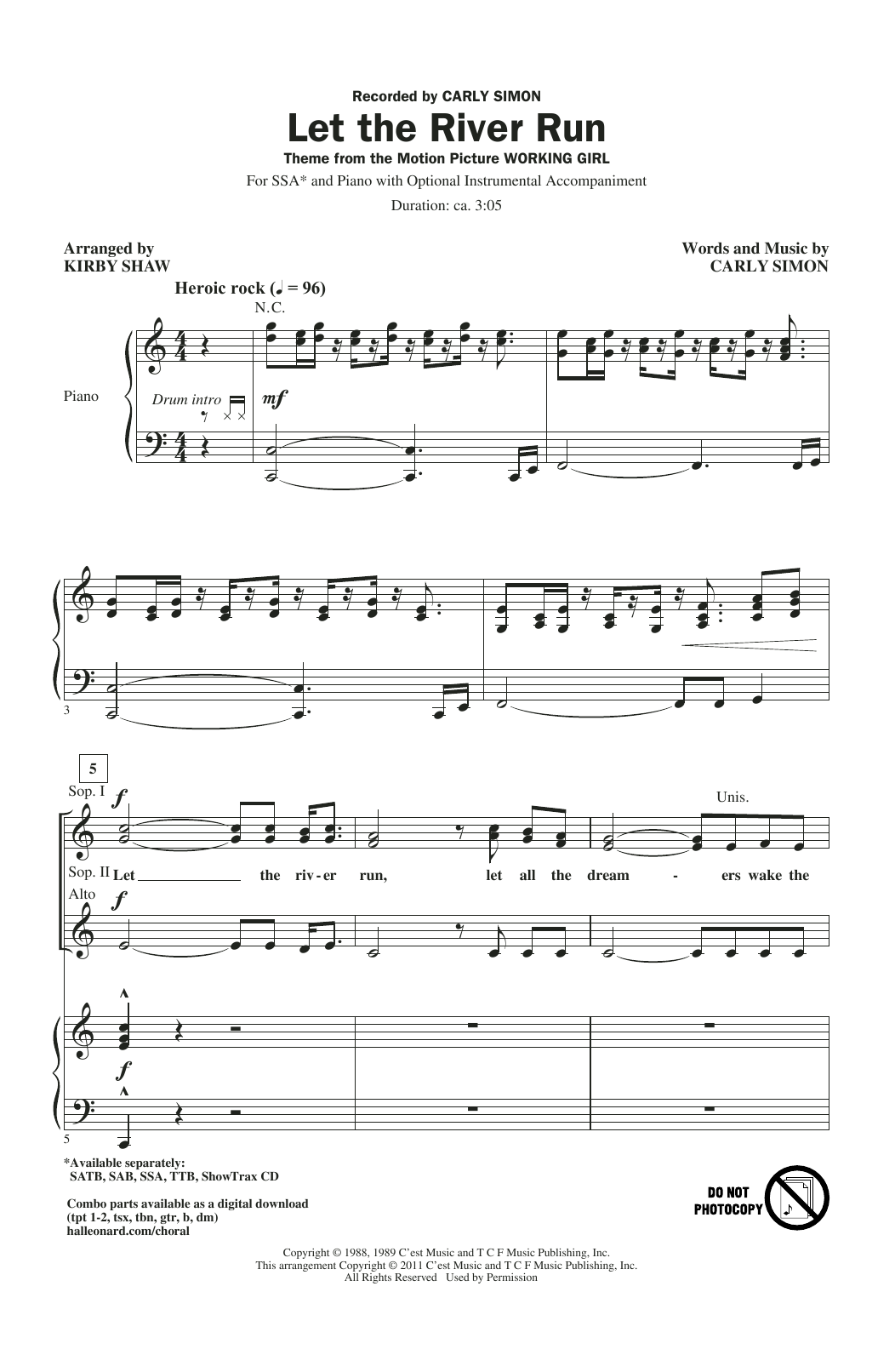 Download Kirby Shaw Let The River Run Sheet Music