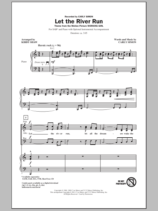 Download Kirby Shaw Let The River Run Sheet Music