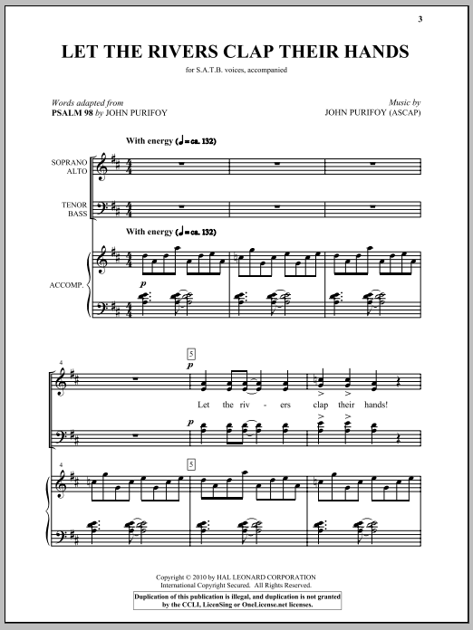 Download John Purifoy Let The Rivers Clap Their Hands Sheet Music