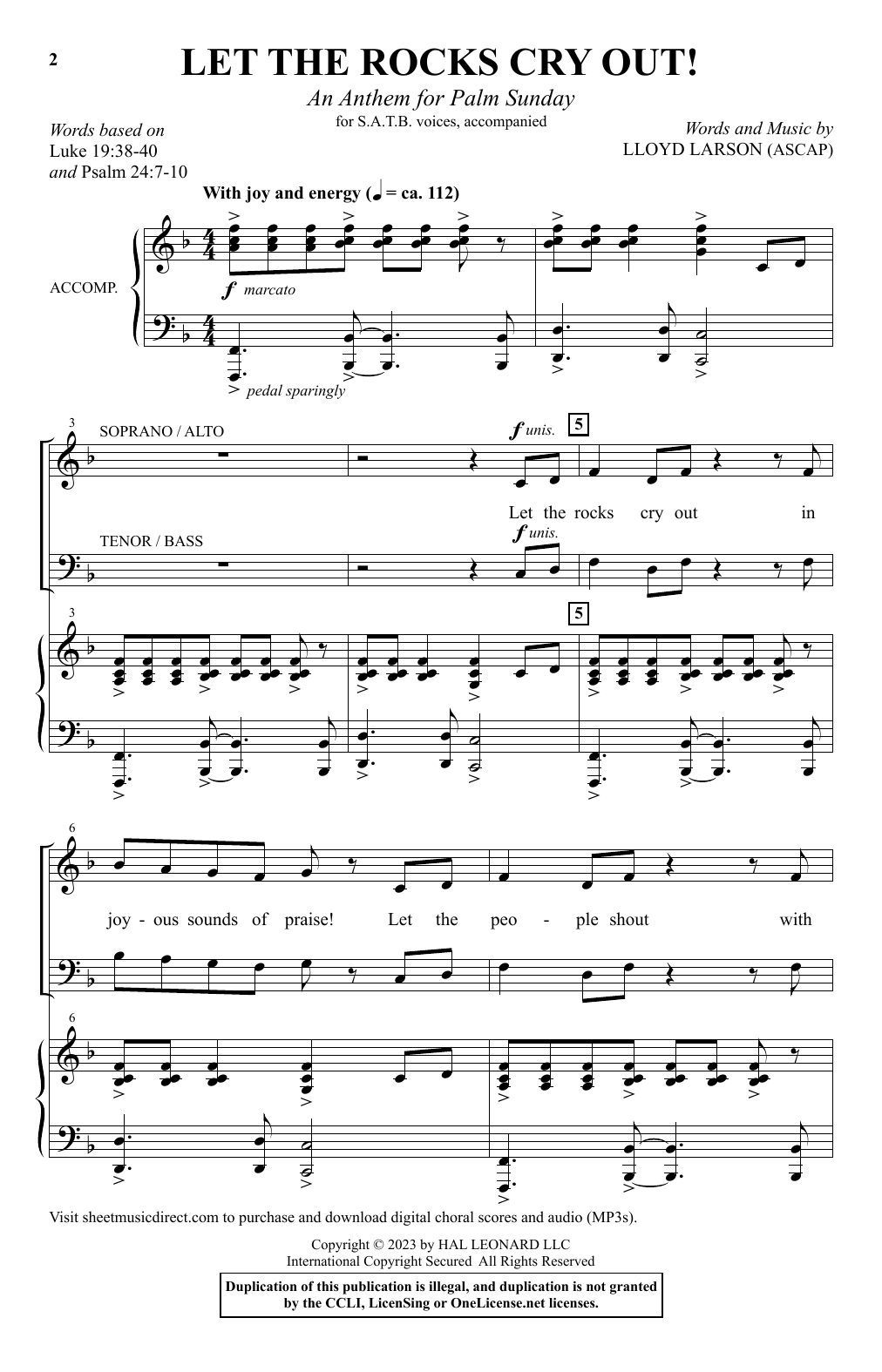 Download Lloyd Larson Let The Rocks Cry Out! (An Anthem For P Sheet Music
