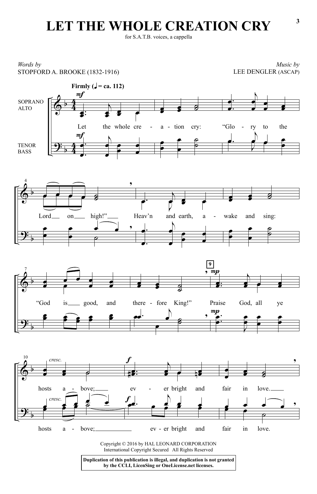 Download Lee Dengler Let The Whole Creation Cry Sheet Music