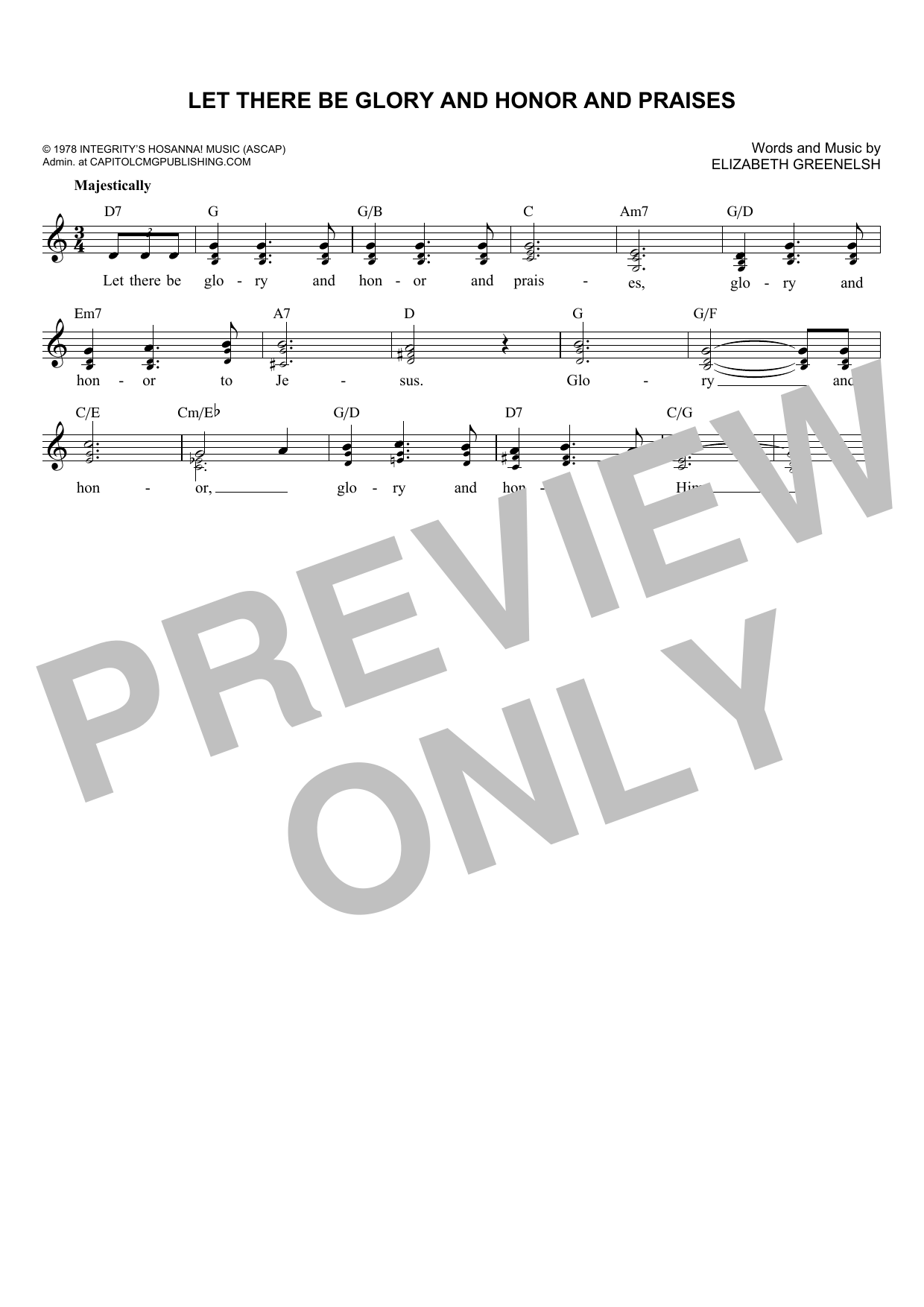 Download Elizabeth Greenelsh Let There Be Glory And Honor And Praise Sheet Music