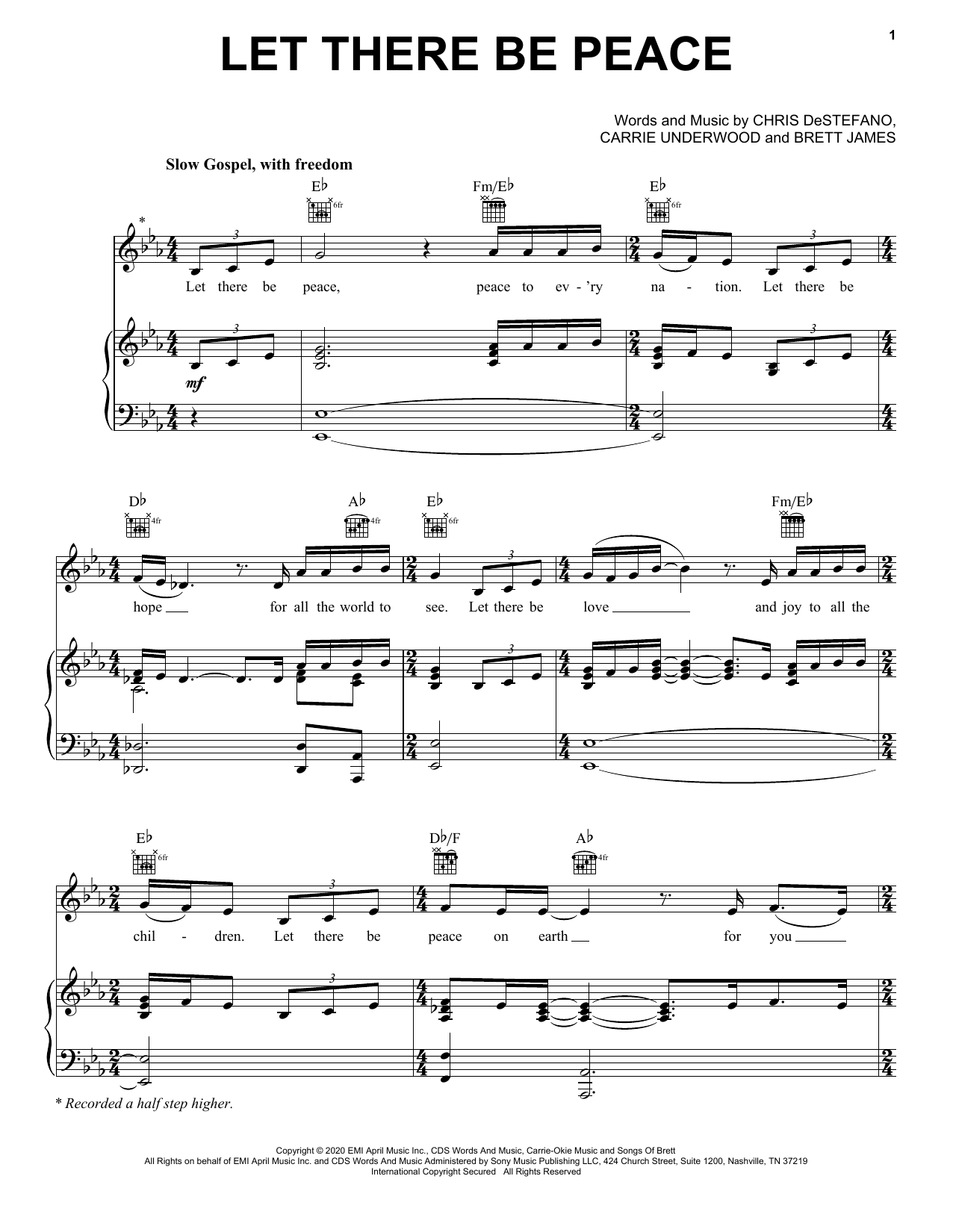 Download Carrie Underwood Let There Be Peace Sheet Music