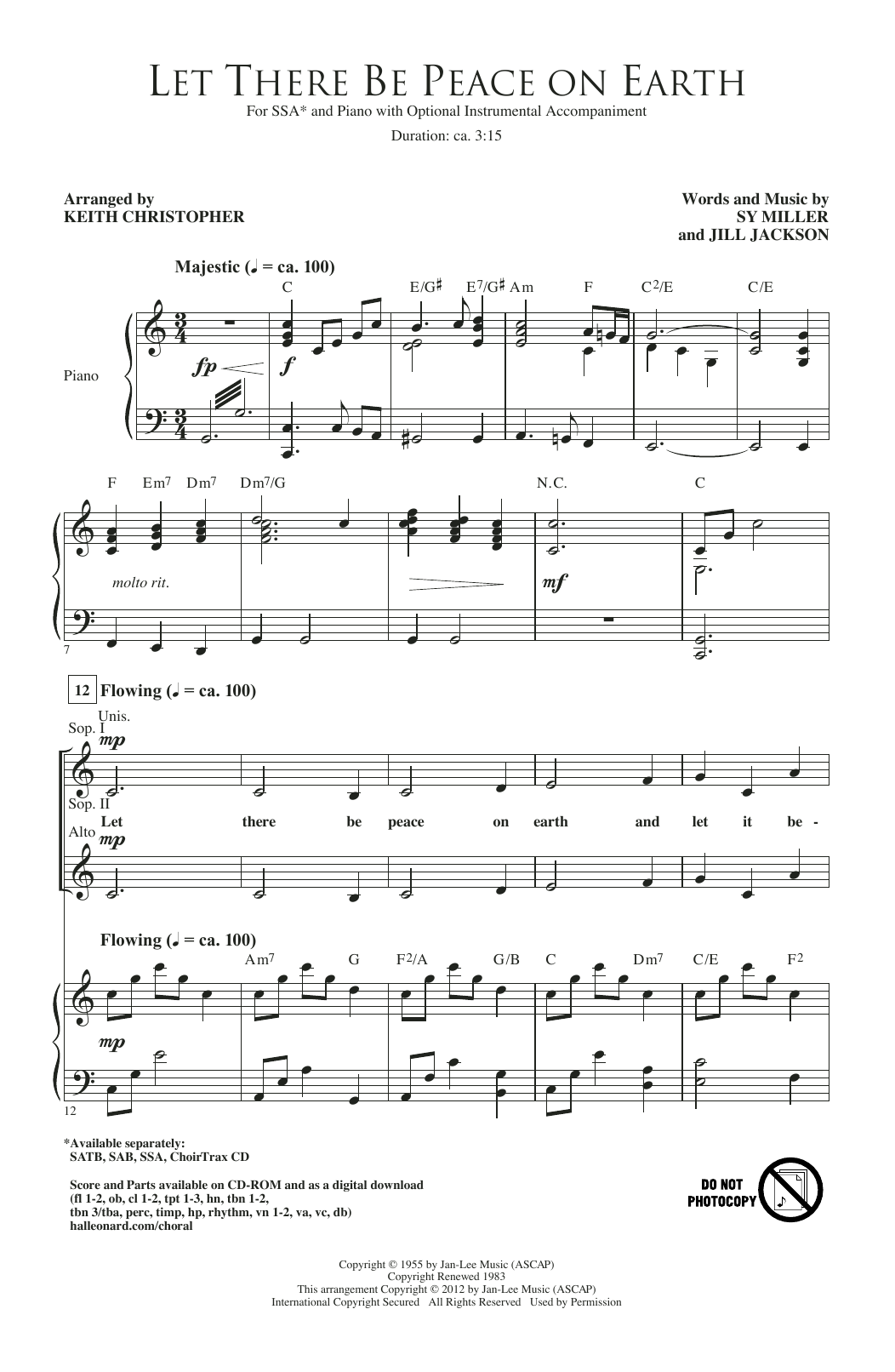 Download Sy Miller and Jill Jackson Let There Be Peace On Earth (arr. Keith Sheet Music