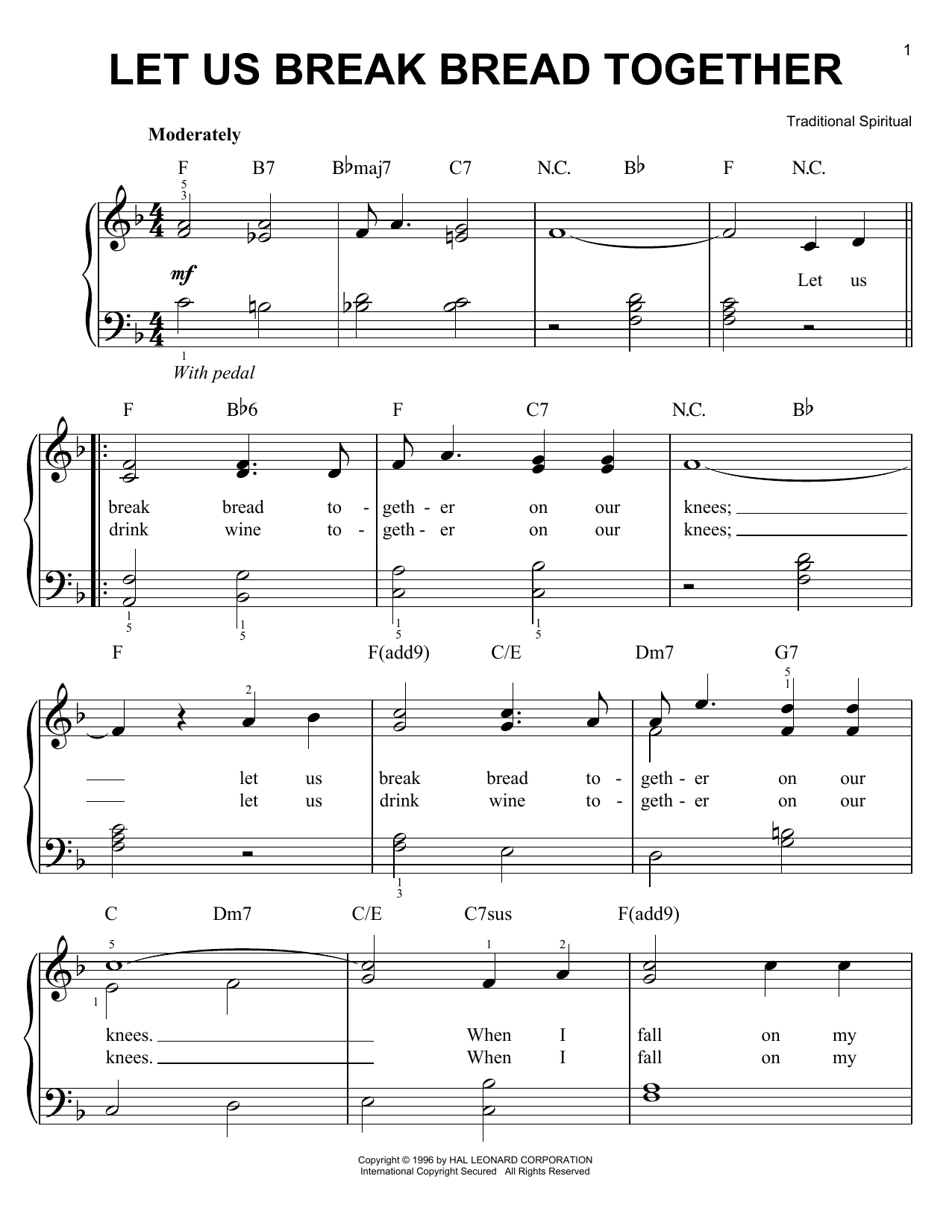 Download Traditional Spiritual Let Us Break Bread Together Sheet Music