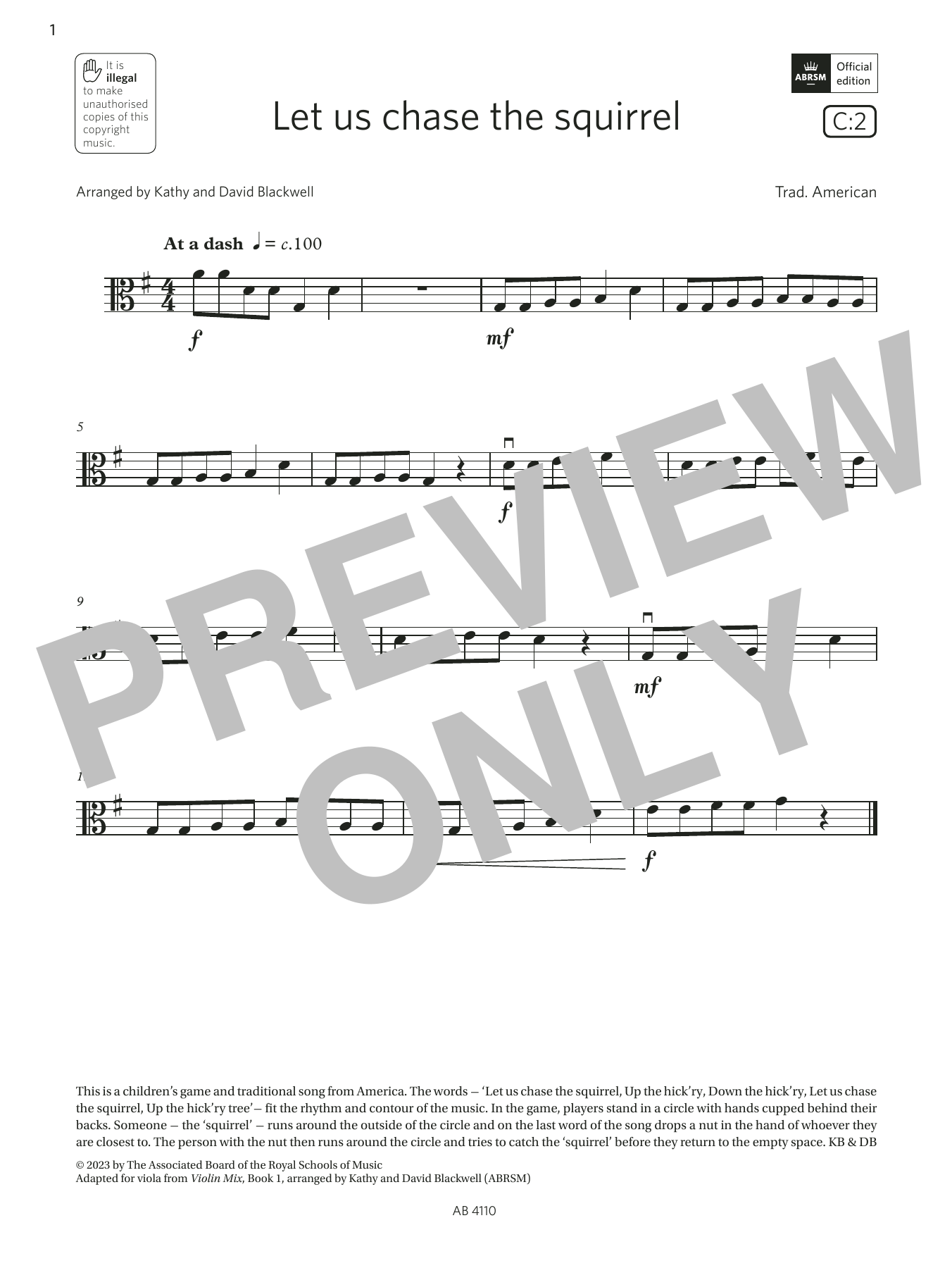 Download Trad. American Let us chase the squirrel (Grade Initia Sheet Music