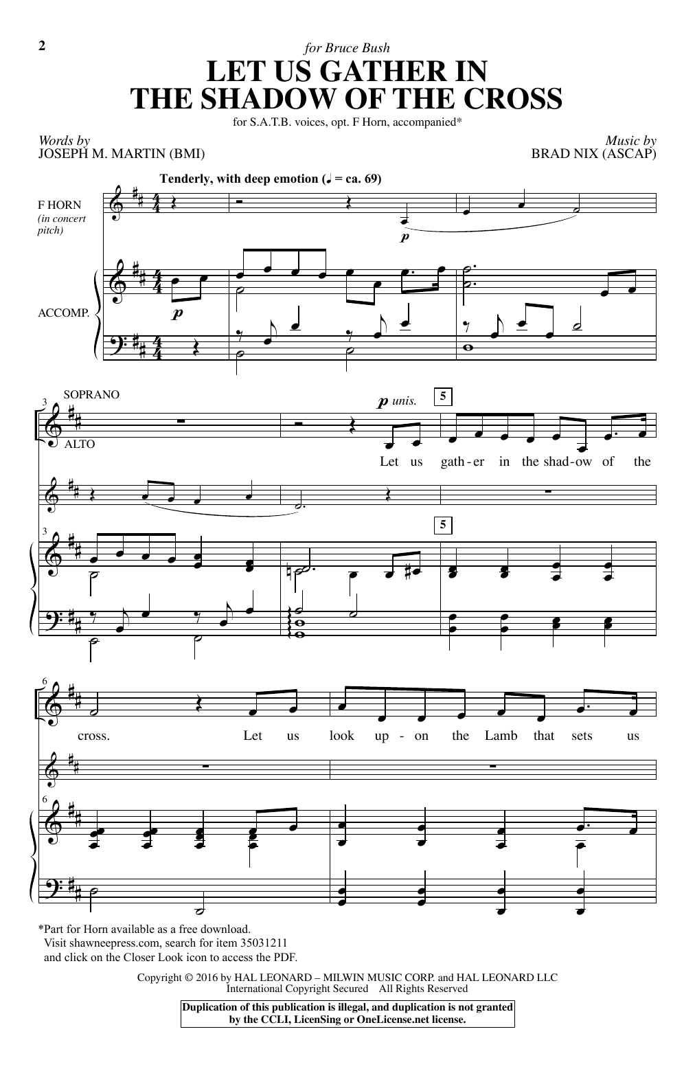 Download Brad Nix Let Us Gather In The Shadow Of The Cros Sheet Music
