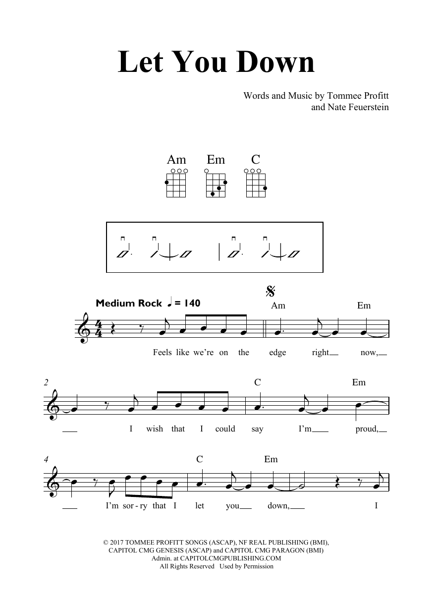 Download NF Let You Down Sheet Music