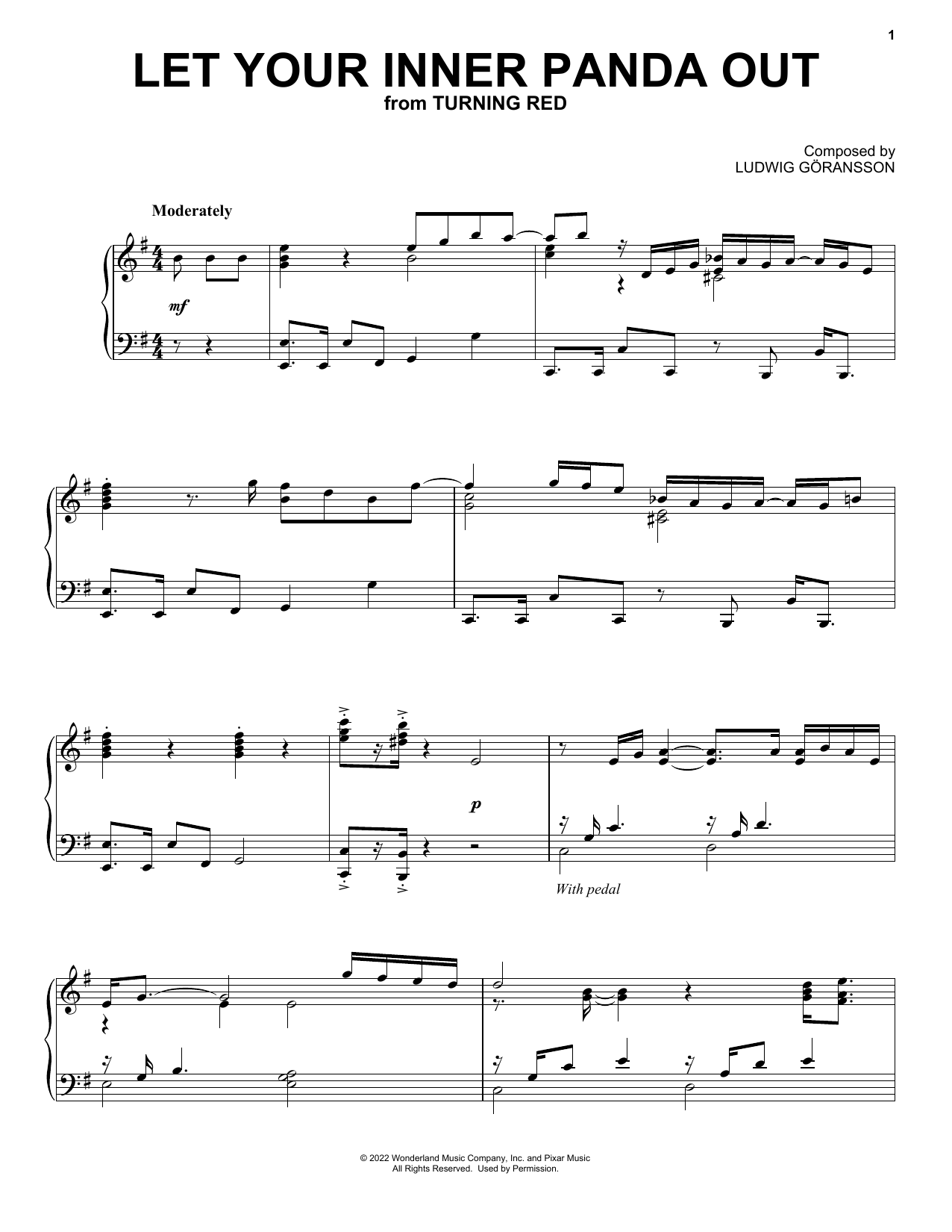 Download Ludwig Göransson Let Your Inner Panda Out (from Turning Sheet Music