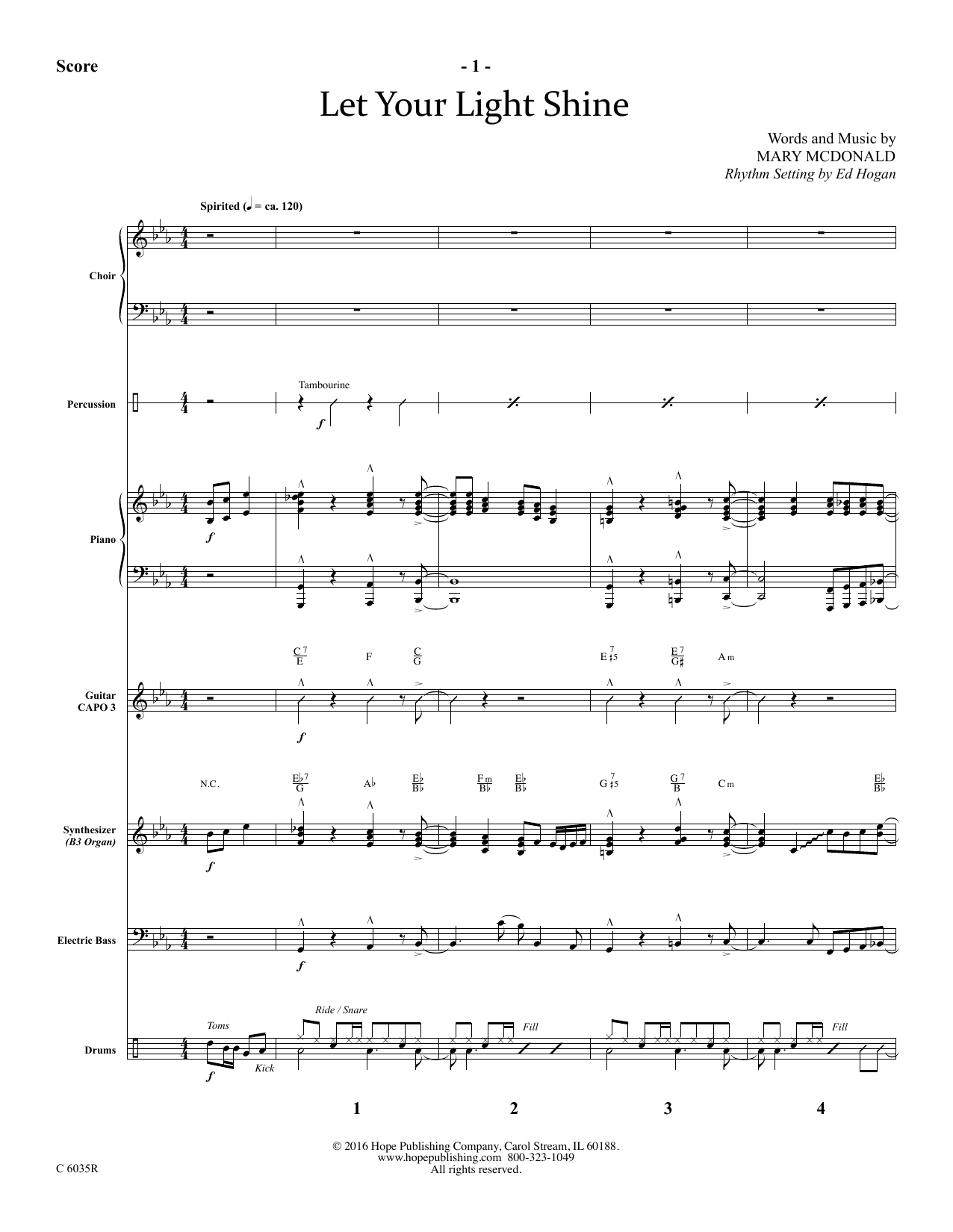 Download Mary McDonald Let Your Light Shine - Full Score Sheet Music