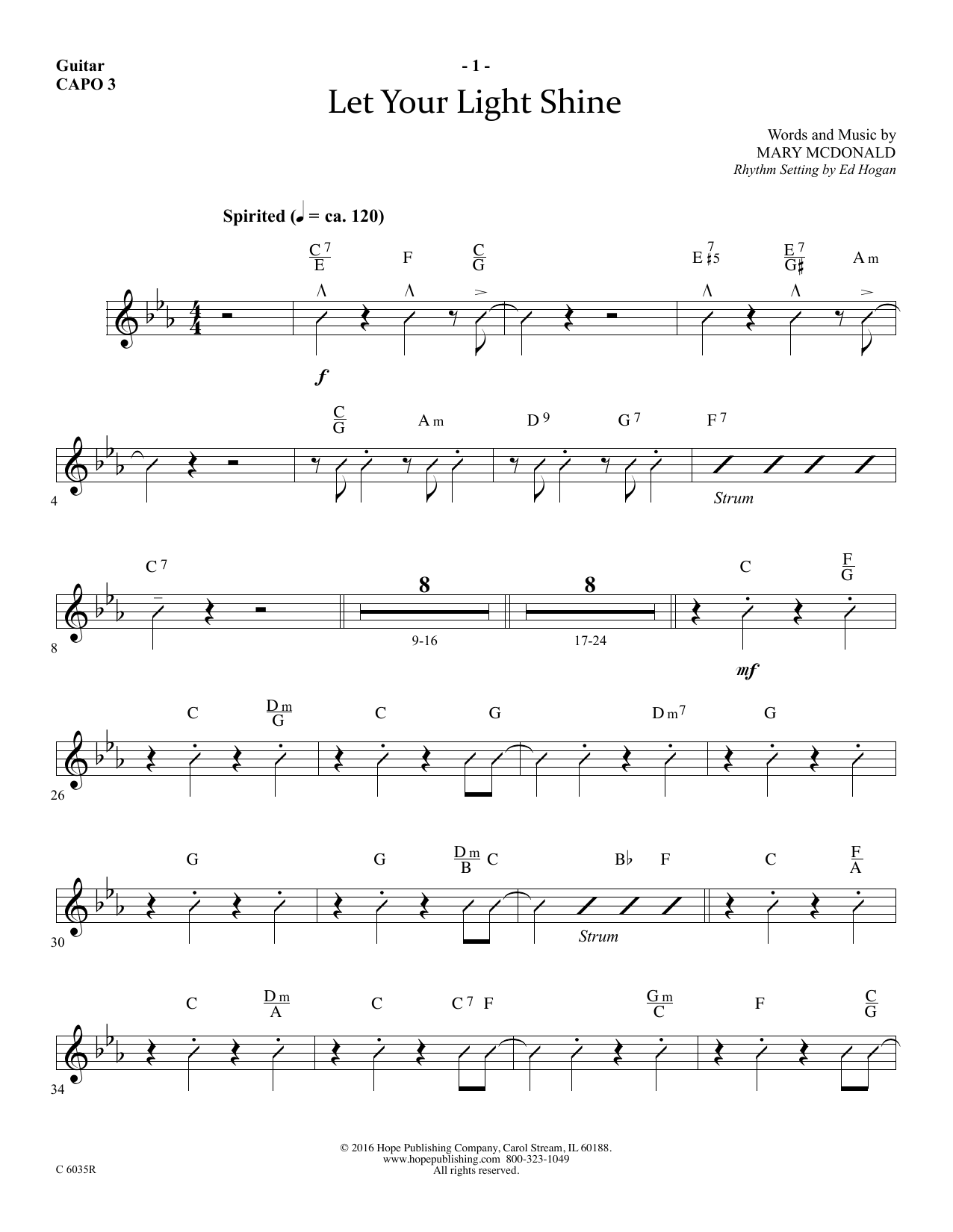 Download Mary McDonald Let Your Light Shine - Guitar Sheet Music