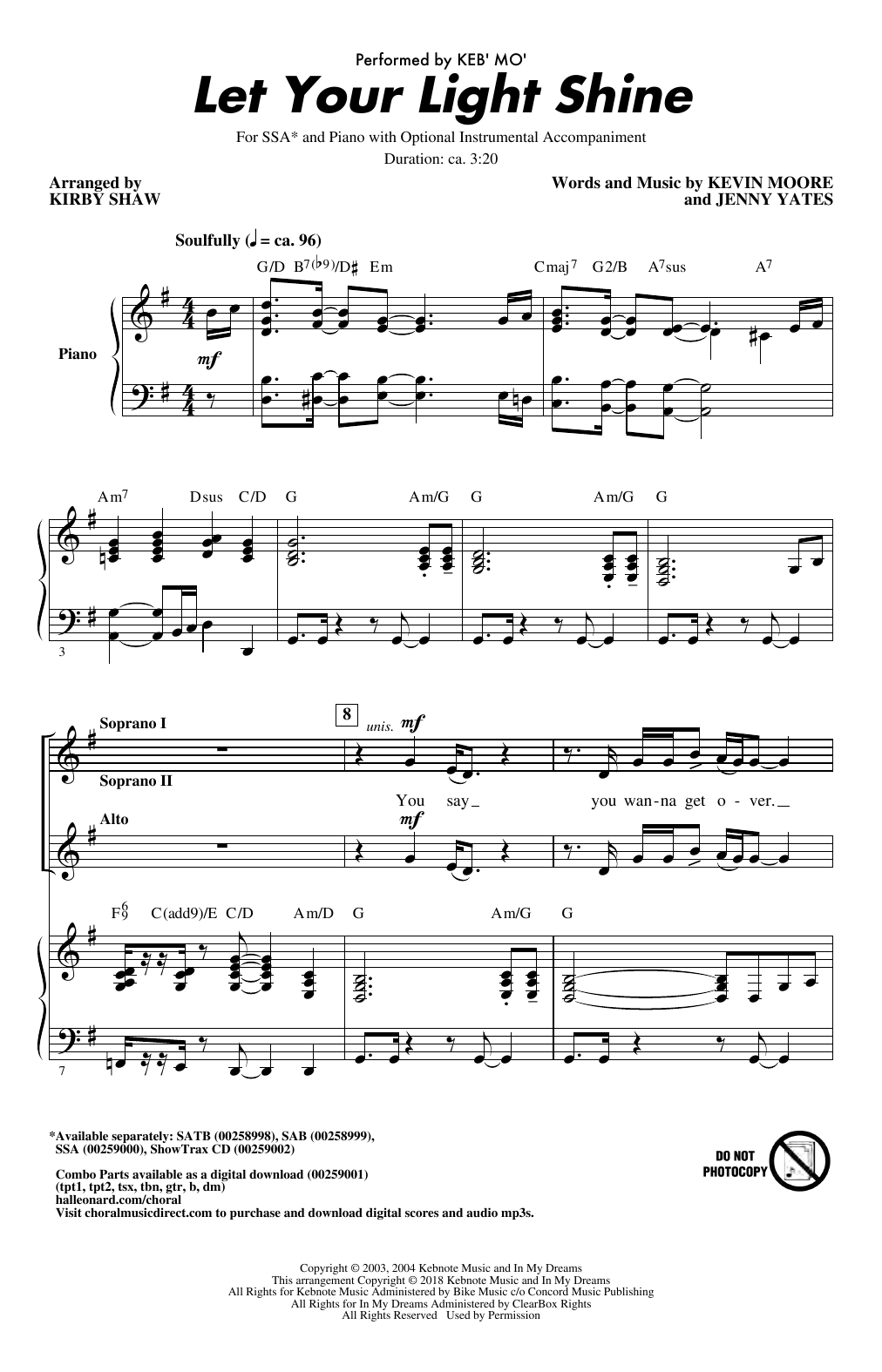 Download Keb' Mo' Let Your Light Shine (arr. Kirby Shaw) Sheet Music