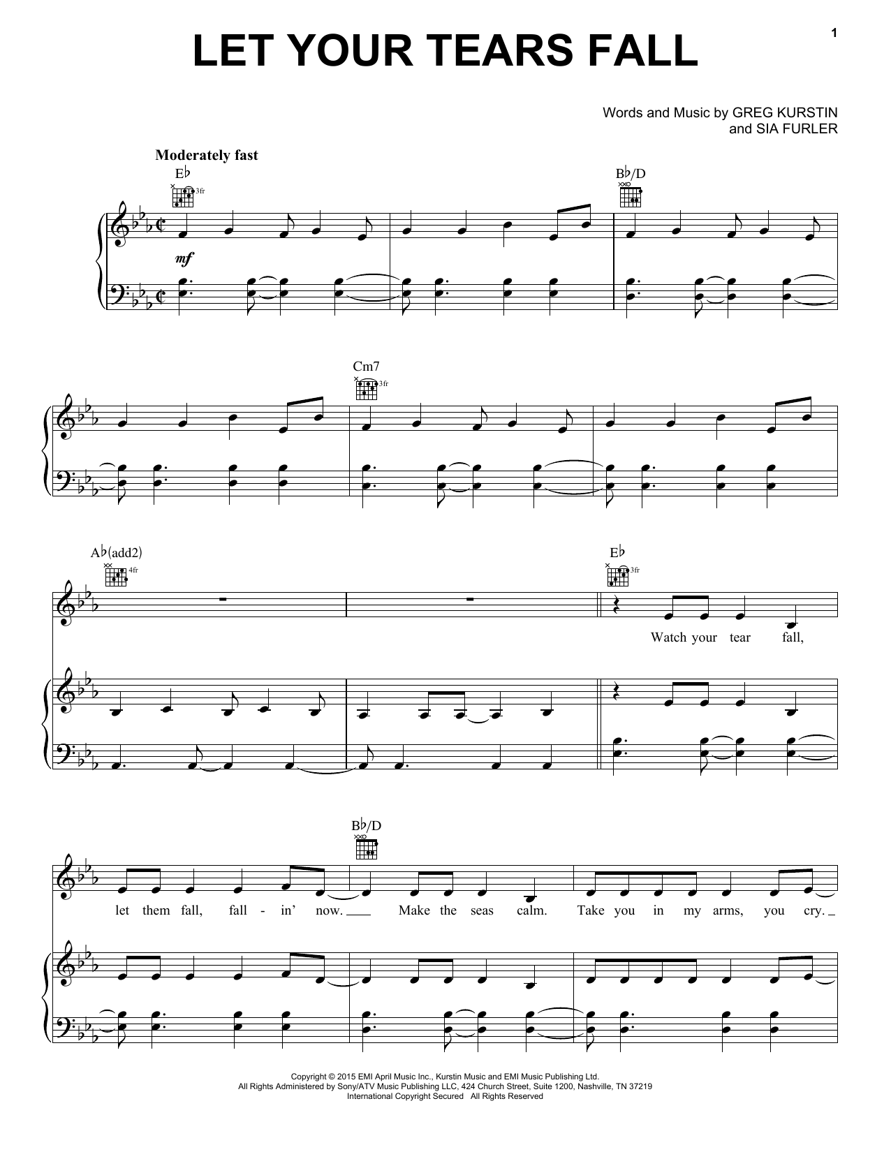Download Kelly Clarkson Let Your Tears Fall Sheet Music