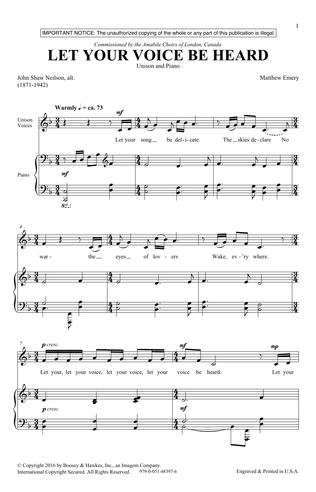 Download Matthew Emery Let Your Voice Be Heard Sheet Music