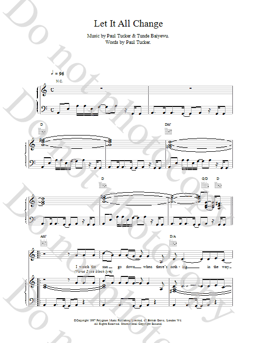 The Lighthouse Family Let It All Change sheet music notes printable PDF score