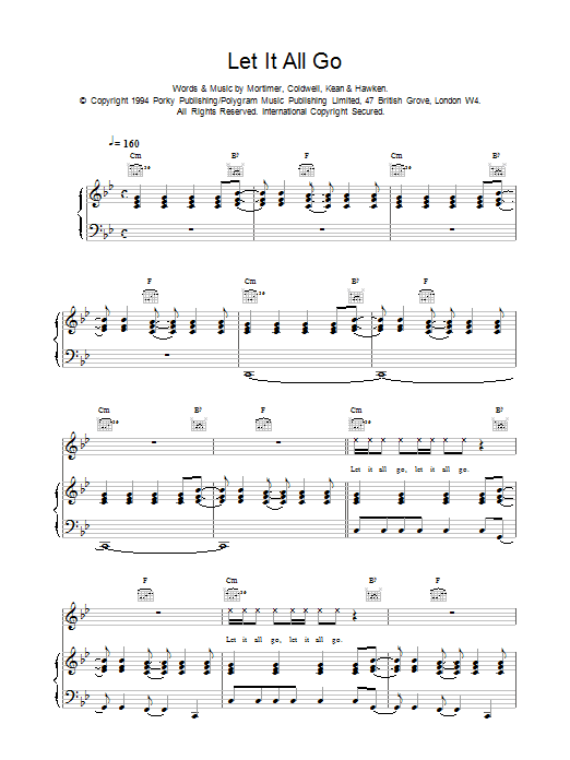 East 17 Let It All Go sheet music notes printable PDF score