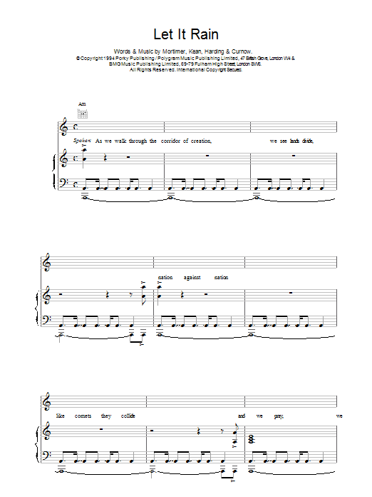 East 17 Let It Rain sheet music notes printable PDF score