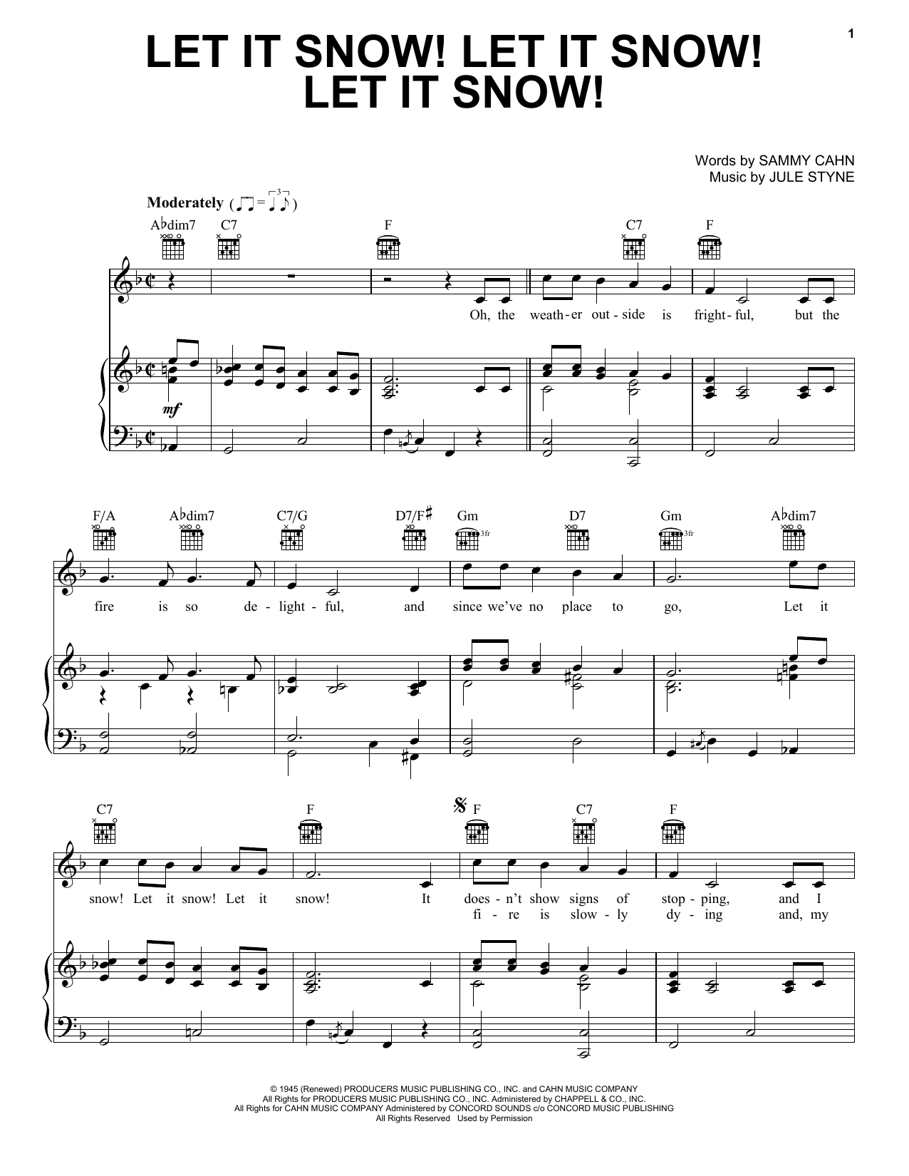 Sammy Cahn Let It Snow! Let It Snow! Let It Snow! sheet music notes printable PDF score