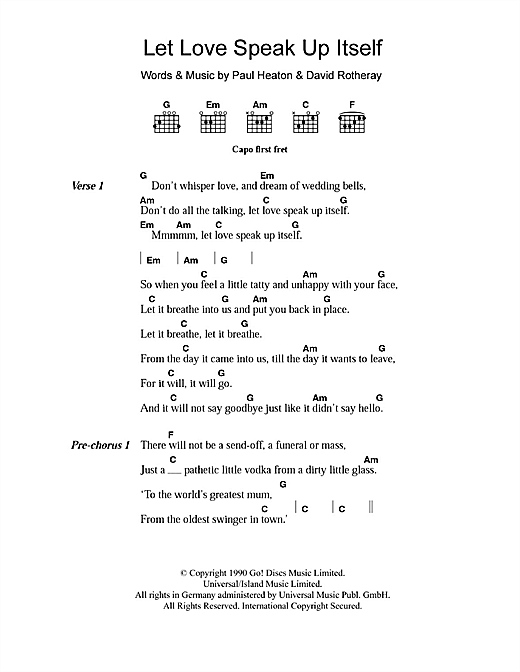Download The Beautiful South Let Love Speak Up Itself Sheet Music