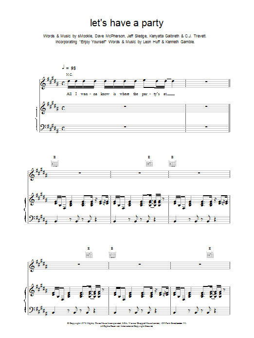 Backstreet Boys Let's Have a Party sheet music notes printable PDF score