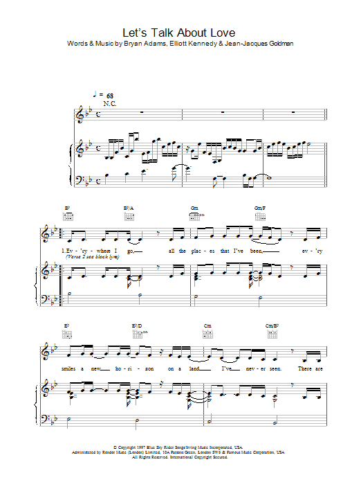 Celine Dion Let's Talk About Love sheet music notes printable PDF score